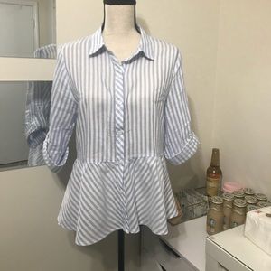 Striped Button Down Peplum